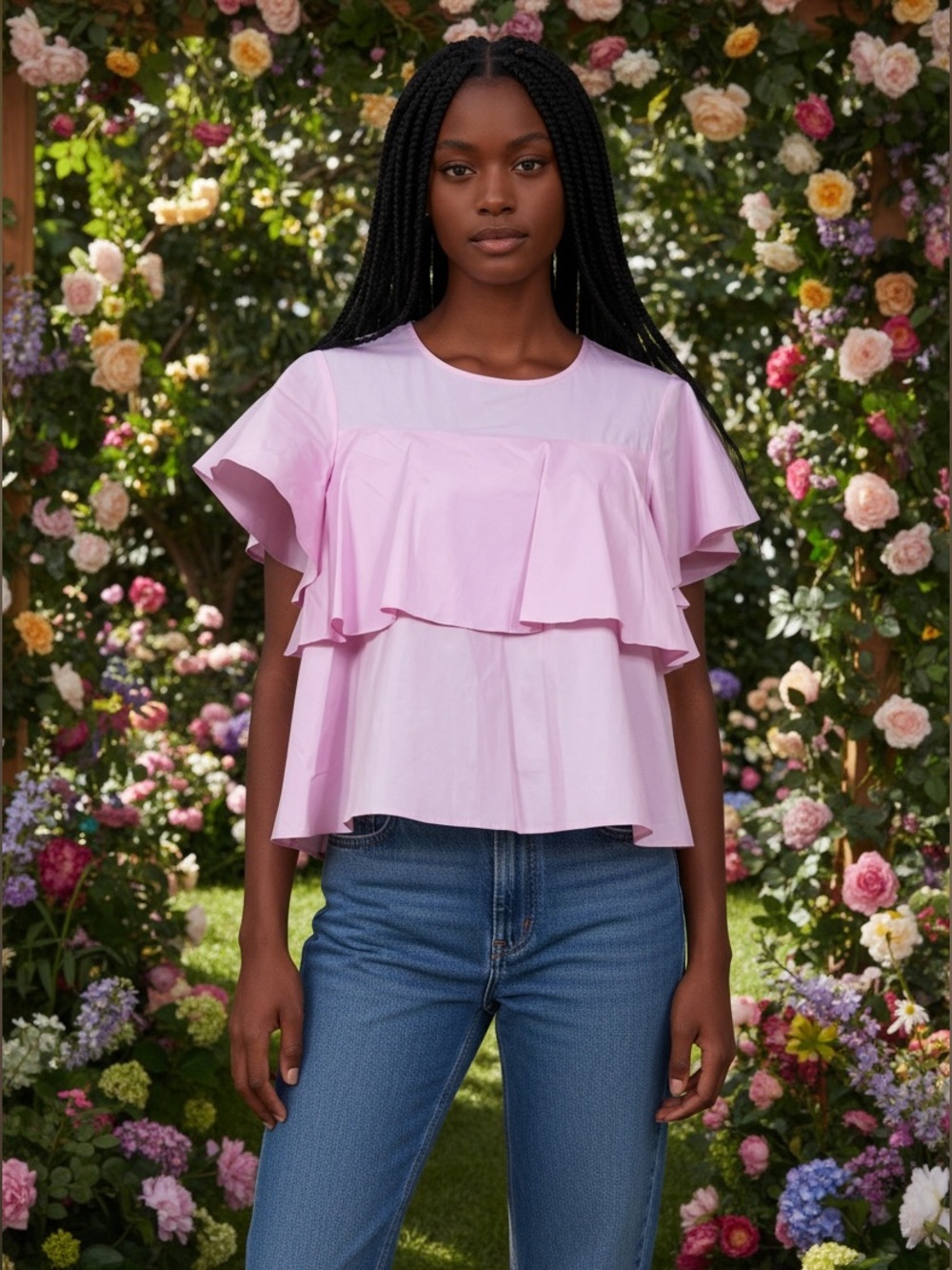 Gianni Bini “Emily” Pink Tiered Ruffle Top NWT